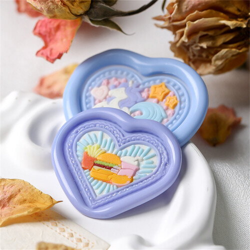 Herzförmiger Wachssiegelstempel,-Hamburger-Set 2