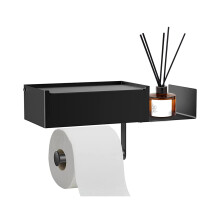 Verwandeln Sie Ihr Badezimmer mit unserem mattschwarzen Toilettenpapierhalter aus Edelstahl und dem passenden Wandregal in eine Oase aus Stil und