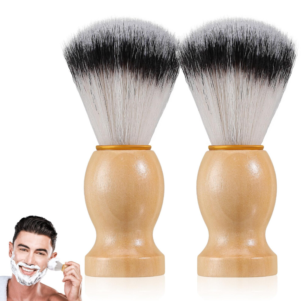 2pcs Men's Shaving Brush Set with No Shedding Synthetic Bristles, Acrylic Handle, Rich Lather