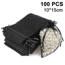 Smyckespåsar, presentpåsar i transparent organza-mesh med elegant förpackning och professionell touch för klart material, mångsidig användning