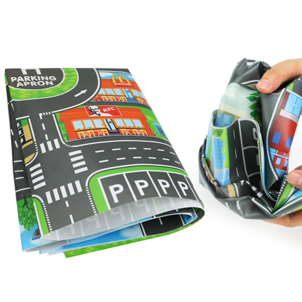 Road Carpet Waterproof Traffic Play Mat with City Parking Map for Toddler Boys Bedroom Playroom