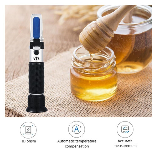 Portable Honey Moisture Refractometer, 050% Meter, Beekeeping Tool, ATC for Wine, Beer, Black 2