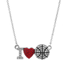 Basketball Necklace with Rhinestone Pendant for Girls Moms Dads Team Support – One Size