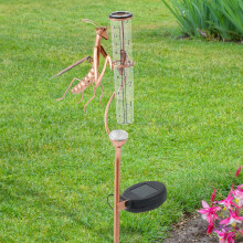Rain Gauge with Stake Solar Mantis Design, Freeze Proof Acrylic Outdoor Rain Meter for Garden Lawn Patio