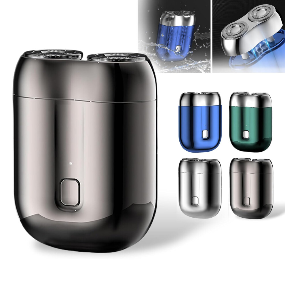 Gray 2025 Mini Dualhead Electric Shaver With Fast Usb Charging, Low Noise Travel Razor,