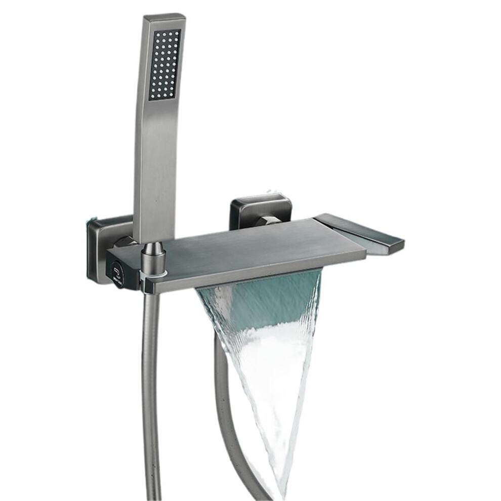 Black Wall Mounted Bath And Shower Faucet Set With Brass Gray Waterfall Bathtub Mixer (Set A) 9001264803100