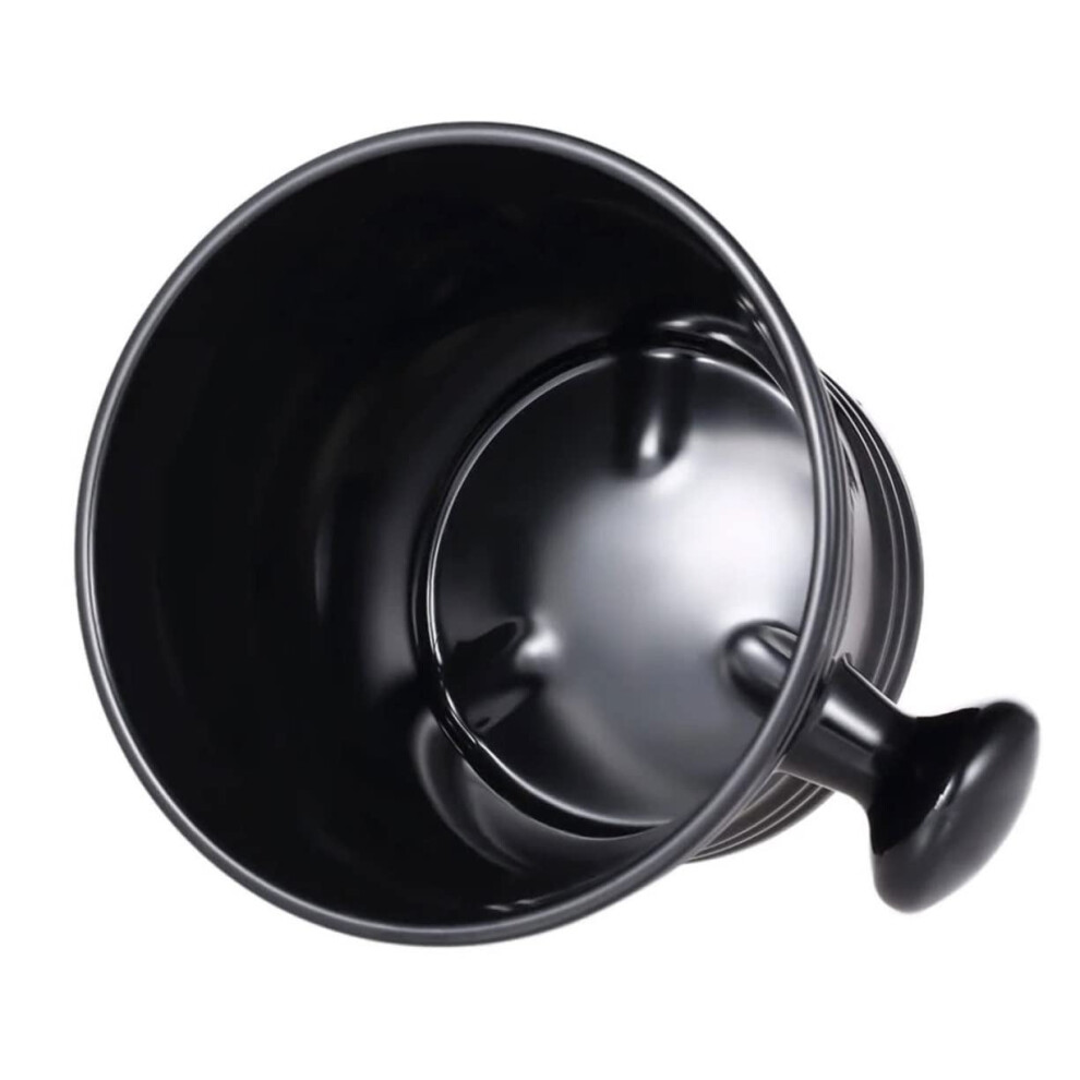 Black Mens Shaving Soap Bowl Plastic Shaving Mug With Handle Easy Refill For Wet Shave