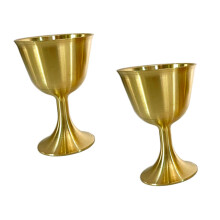 2pcs Vintage Copper Whisky Glass Set Decorative Retro Desktop Drinking Cups for Water or Whisky