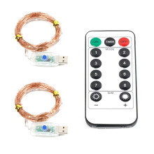 Kleurveranderende lichtslingers, 2 stuks, 50 led's, met afstandsbediening en timer, waterdicht, voor modeshows, tenten, achtertuinen en veranda's.