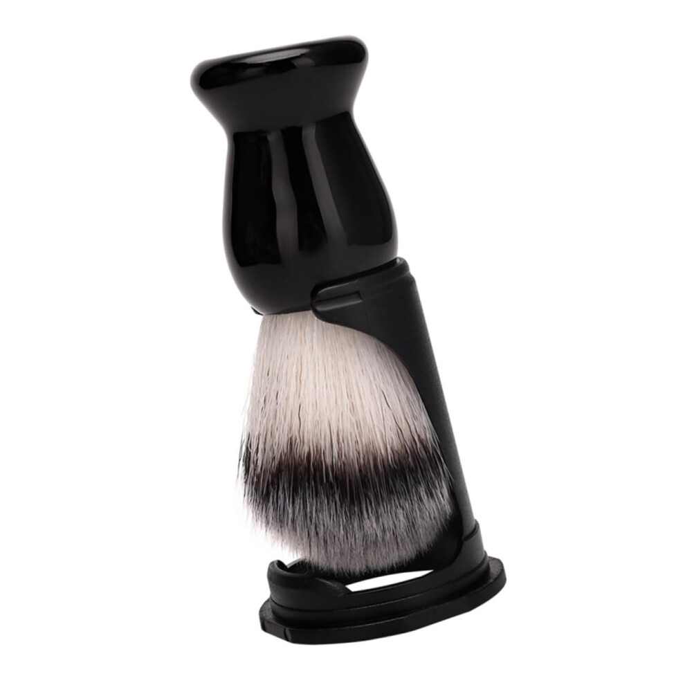Black Beard Shaving Brush Set With Stand Soft Bristles For Comfortable Manual Shave And Men's Grooming Routine