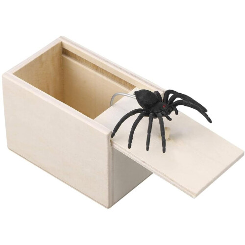 Ξεκαρδιστικό δώρο για φάρσα για το Halloween, ξύλινο κουτί έκπληξης με μια αράχνη που