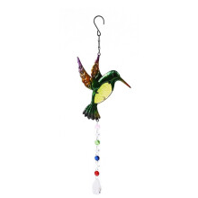 Gabhdóirí Gréine Colibrí Galánta, Crochta Liathróid Chriostail le haghaidh Maisiú Laistigh Lasmuigh, Ornáid Crochta Fuinneoige Gloine Dhaite,