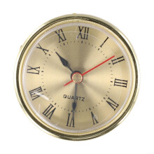 65mm Gold Quartz Clock Insert with Classic Roman Numerals for DIY and Home or Garden Decor