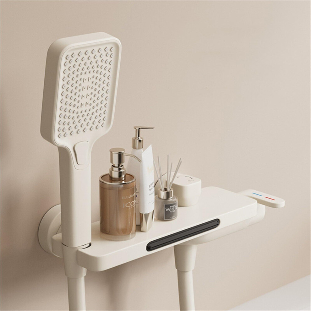 Gray Bathtub Shower Faucet Set With Brass Hot And Cold Mixer, Handheld Waterfall Tap, White 9323874735177