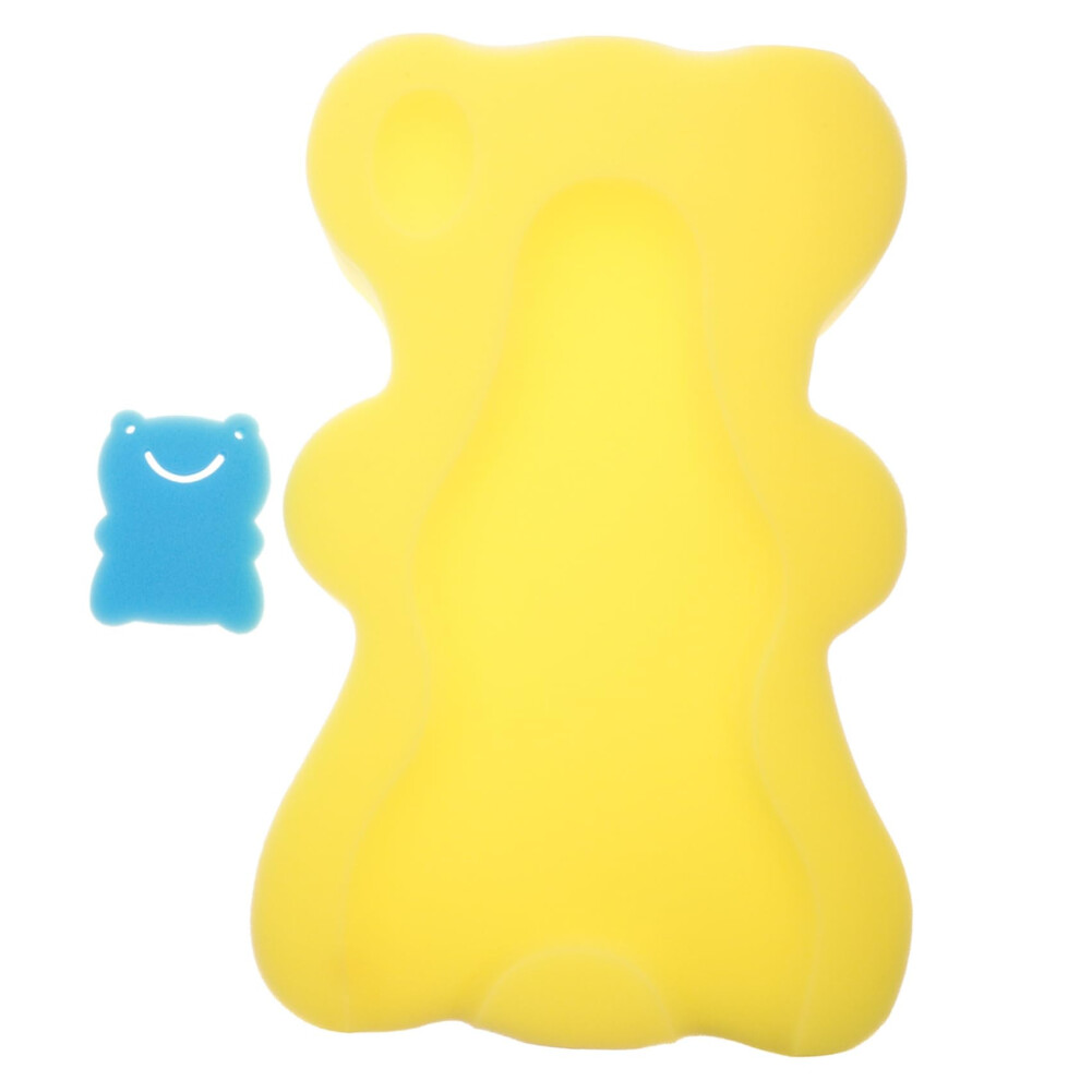 Baby Bath Sponge Cushion Non‑Slip Quick‑Dry Mat for Newborn Bathtub Support Yellow Cartoon Design