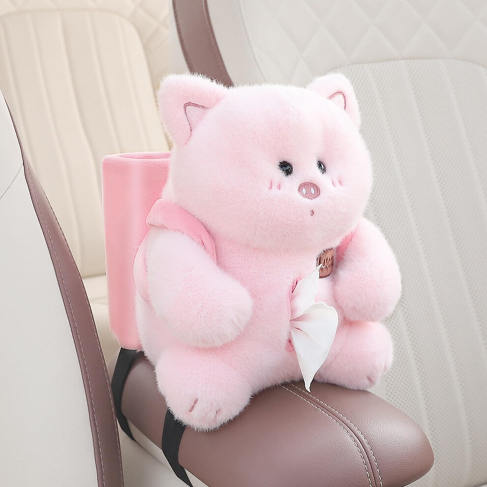 Car Tissue Box Holder 2In1 Cute Pig Plush Armrest Tissue Case And Trash Can For Car Or Truck 9119770609410