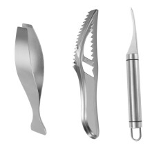 1Set Fish Scale Remover Kitchen Tool with Fish Scaler and Bone Tweezers and for Quick Seafood Preparation