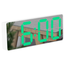 Digital Alarm Clock LED Large Display with Mirror Surface for Bedroom and Office, Battery or PlugIn