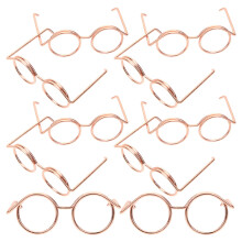 Doll Glasses with Metal Wire Edge, Frameless Lens, Costume Accessories (Rose Gold)