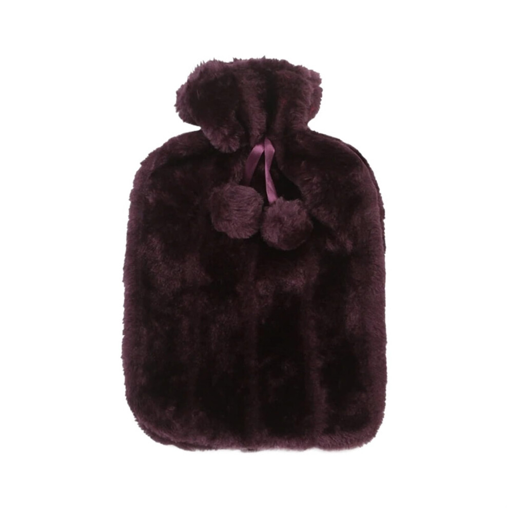 2000ML Hot Water Bag Cover ColdProof Warm Fleece Cover Winter Removable Plush Cover Heat Preservation Cover Case (Purple)
