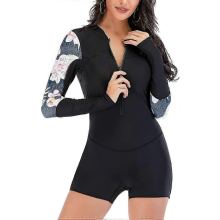 Black 2939LDiving wetsuit for women - Zip front rash guard one piece swimwear