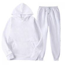 whiteXXXLMen's Solid Color Hooded Pullover Sets Autumn Winter Fleece Hoodie Two Piece Suit Plus Size Men's Sportswear Pant Tracksuit