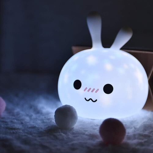 Νυχτερινό φωτιστικό Cuddly Rabbit, πολύχρωμο φωτιστικό για παιδικό δωμάτιο, ασφαλές