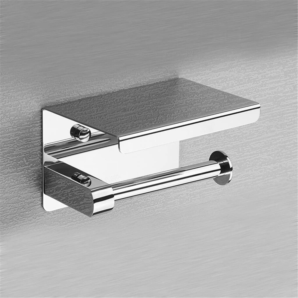 304 Stainless Steel Toilet Paper Holder With Phone Shelf For Bathroom Wall Mount 9339159939147