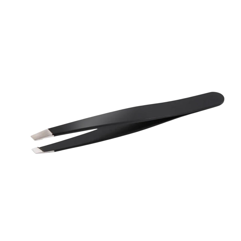 Black Stainless Steel Slanted Eyebrow Tweezers For Precision Hair Removal And Shaping
