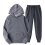 Dunkelgraues Herren-Fleece-Kapuzenpullover-Set, Übergröße, Trainingsanzug 2-teilig 1