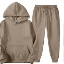 khakiXXLMen's Solid Color Hooded Pullover Sets Autumn Winter Fleece Hoodie Two Piece Suit Plus Size Men's Sportswear Pant Tracksuit