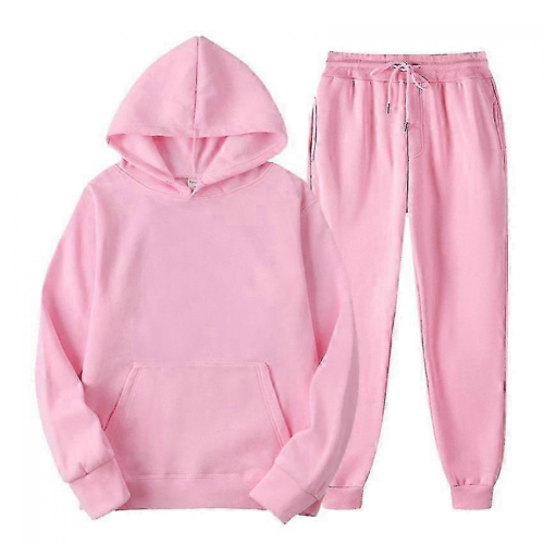 Pink Herren Fleece Kapuzenpullover-Set Übergröße Trainingsanzug 2-teilig