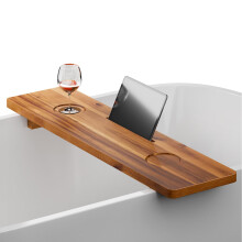 Bathtub Caddy Tray with AntiTipping Design, Wooden Bath Tub Table 35x9 for Spa Relaxation