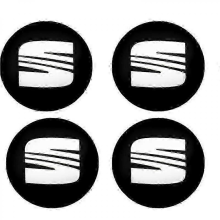 56 mm, schwarz/silber, 4 Stück, Radnabenkappen, Felgenabdeckungen, Emblemaufkleber für Seat Ibiza, Ateca, Altea XL, Leon