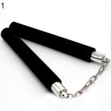 Nunchaku en mousse Black2025 pour arts martiaux - Sécurisé avec chaîne métal et roulements