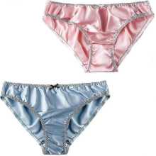 Set da 2 slip bikini in seta rosa e azzurro chiaro taglia XXL