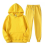 Gelber Herren Fleece Kapuzenpullover-Set, Übergröße Trainingsanzug 2-teilig 1