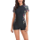 Costume intero donna anti-irritazione con zip frontale e muta sub nera a maniche corte 1