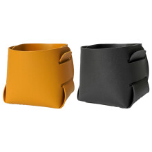 Easy-To-Use Leather, Minimalist Design, Collapsible Leather Storage Bin, Decorative Desk Organizer, High Quality Leather, Foldable, For Office Supplie