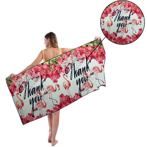 Πετσέτα θαλάσσης Flamingo, Υπεραπορροφητική, Κομψή σχεδίαση, Πολλαπλών χρήσεων,