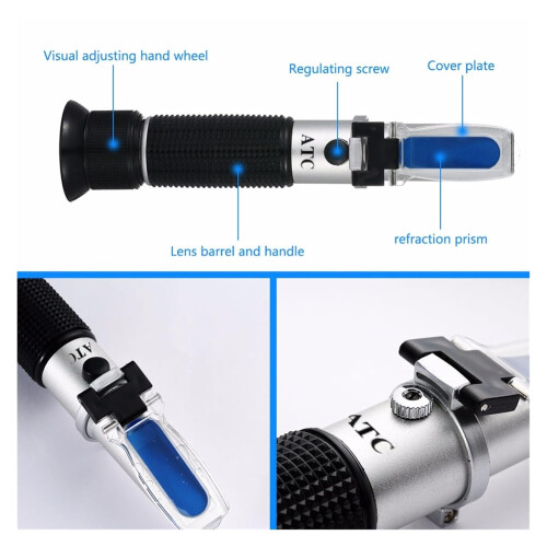 Refractometer, 28–62% Brix Sugar Meter for Wine and Beer Making A 1