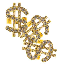 3Pcs Stylish Mark Rings Metal Rapper Punk Costume Props