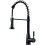 Kitchen Faucet with Pull Down Sprayer Black SingleHandle Solid Brass 2Function Modern 1
