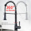 Kitchen Faucet with Pull Down Sprayer Black SingleHandle Solid Brass 2Function Modern 3
