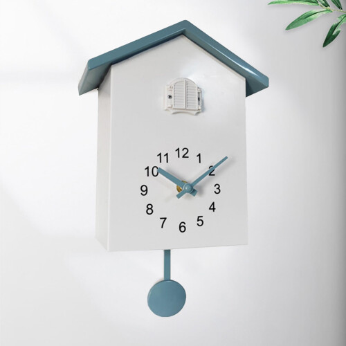 Cuckoo Clock with Bird Voice, Night Rest, Pendulum for Home White/Grey