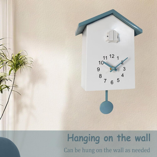 Cuckoo Clock with Bird Voice, Night Rest, Pendulum for Home White/Grey 2