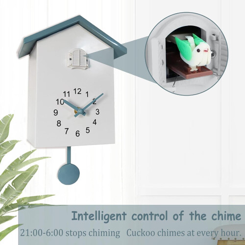 Cuckoo Clock with Bird Voice, Night Rest, Pendulum for Home White/Grey 1