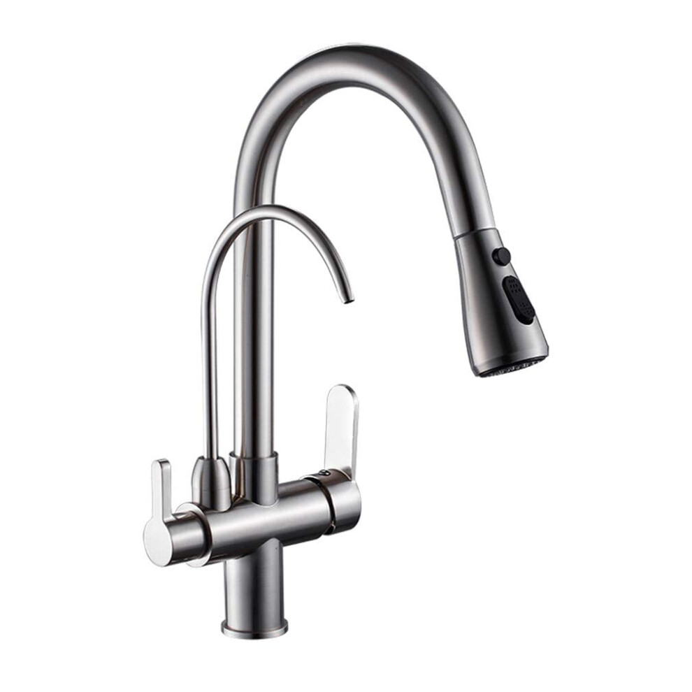 Kitchen Faucet Wall Mount 3 Way Mixer Tap With Drinking Water Filter For Sink In Brushed Nickel 9001264808174