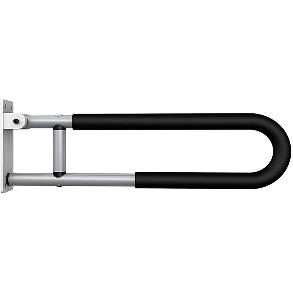 Black Foldable Bathroom Safety Grab Bar With Antislip Grip For Bathtub And Toilet, 60X6x20cm