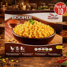 Saras Boondi Plain 200g x 10 – Crunchy Gram Flour Bites for Snacking or Cooking